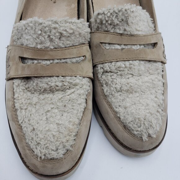 Vionic Cheryl Platform Penny Loafer Flats 9.5 Womens Shearling Slip On Tan - Picture 11 of 15